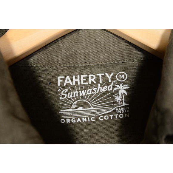 Faherty Polo Shirt Mens Medium Sunwashed Organic Cotton Pocket Casual Golf‎ Top - Picture 4 of 8